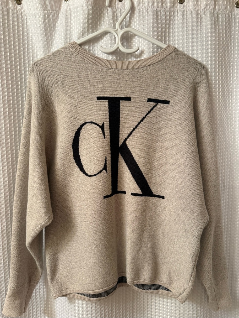 Calvin Klein Grey/Beige Knit Sweater
